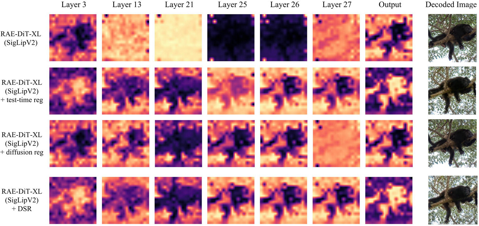 Layer-wise token maps showing the effect of Dual-Stage Registers